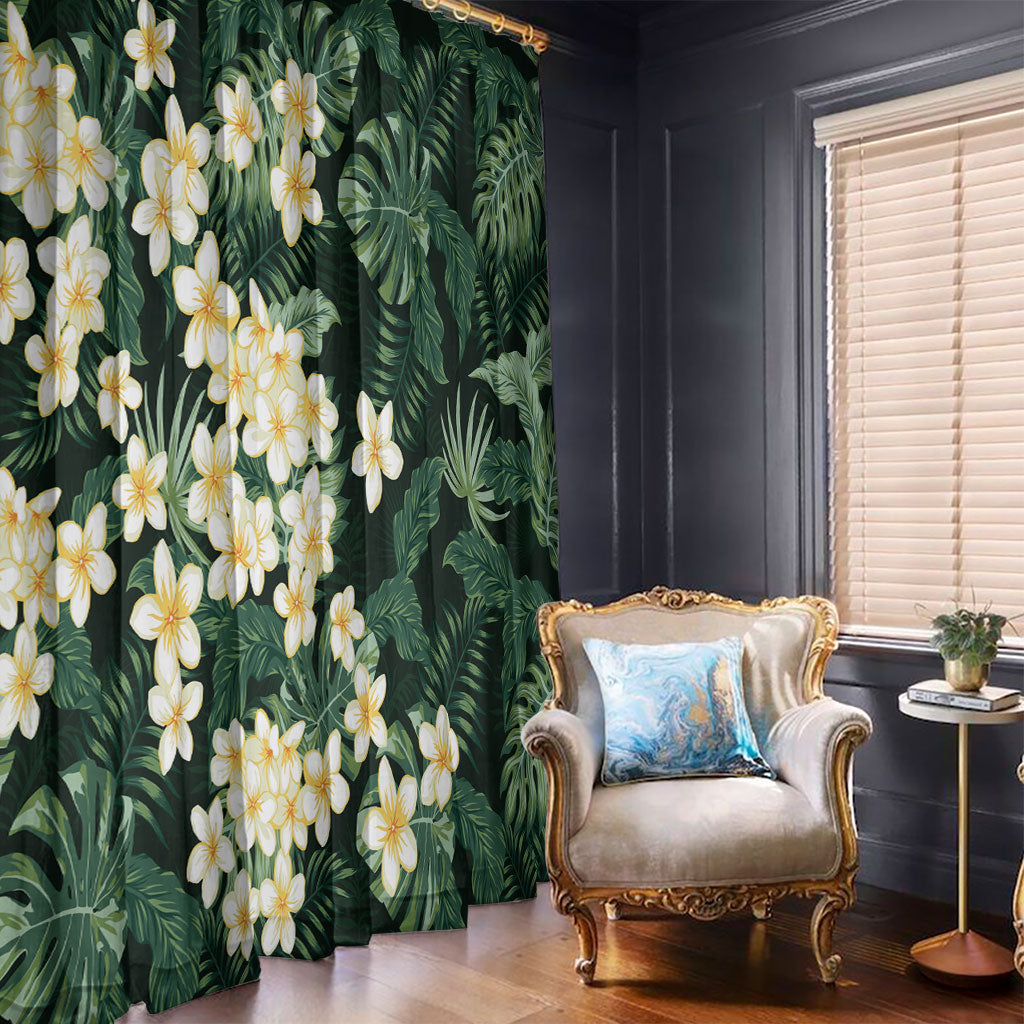 Hawaii Plumeria Tropical Leaves Window Curtain Monstera Calathea Palm Fronds LT01 - Polynesian Pride