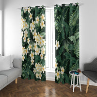 Hawaii Plumeria Tropical Leaves Window Curtain Monstera Calathea Palm Fronds LT01 With Grommets Green - Polynesian Pride