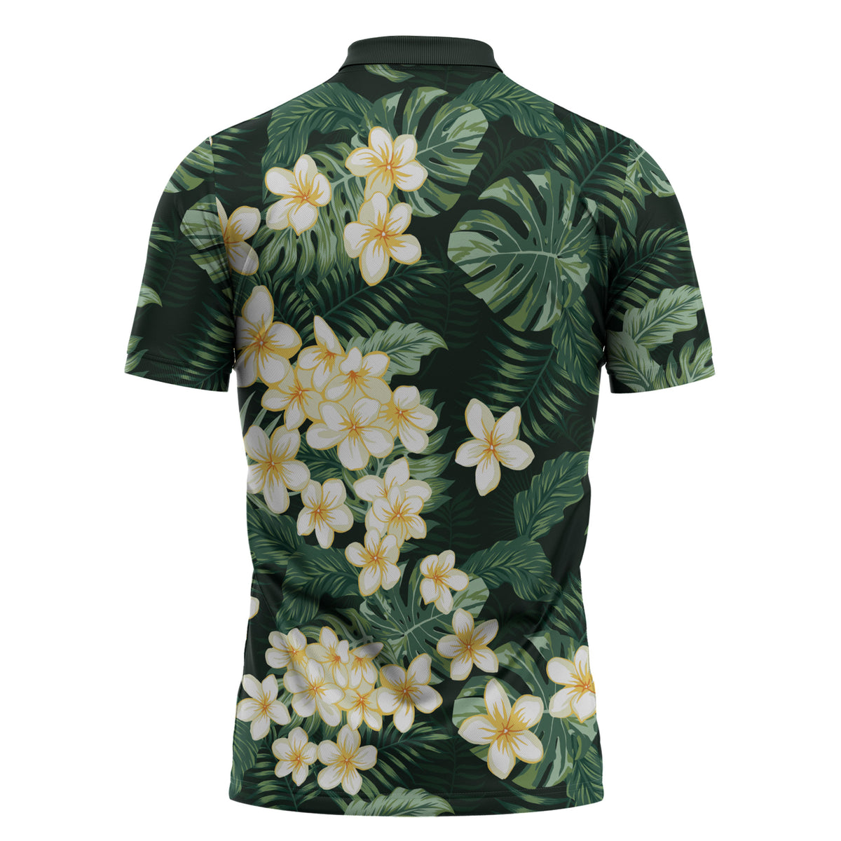 Hawaii Plumeria Tropical Leaves Zipper Polo Shirt Monstera Calathea Palm Fronds LT01 - Polynesian Pride