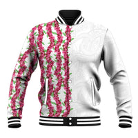Hawaii Aalii Lei Baseball Jacket Aalii Ku Makani LT01 Unisex White - Polynesian Pride