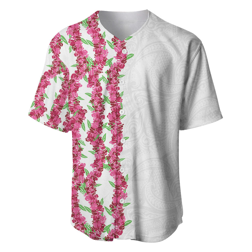 Hawaii Aalii Lei Baseball Jersey Aalii Ku Makani LT01 White - Polynesian Pride