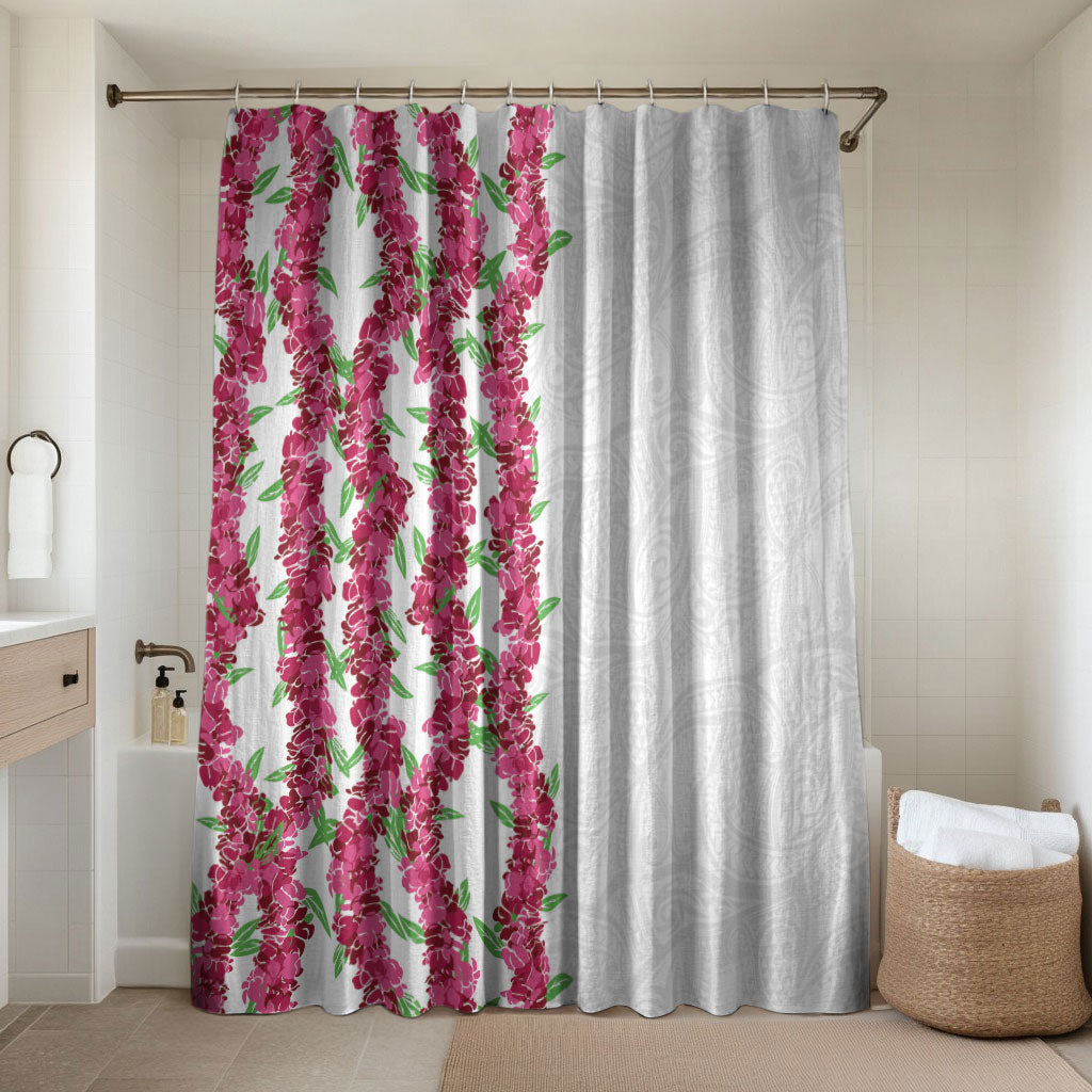 Hawaii Aalii Lei Bathroom Set Aalii Ku Makani LT01 Shower Curtain Only White - Polynesian Pride