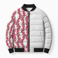 Hawaii Aalii Lei Bomber Puffer Jacket Aalii Ku Makani LT01 Unisex White - Polynesian Pride