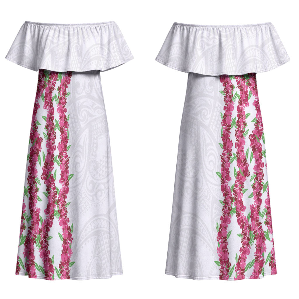 Hawaii Aalii Lei Couples Matching Off Shoulder Maxi Dress and Hawaiian Shirt Aalii Ku Makani LT01 - Polynesian Pride