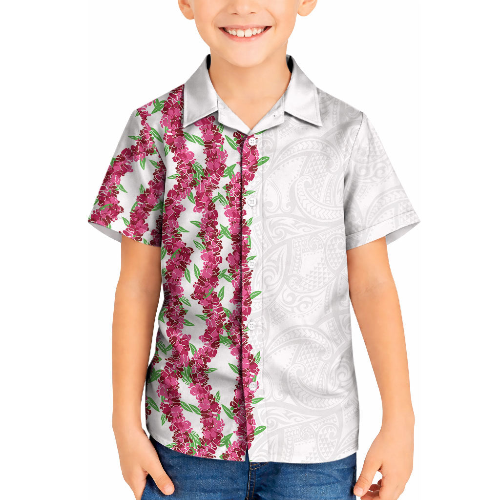 Hawaii Aalii Lei Kid Hawaiian Shirt Aalii Ku Makani LT01 Kid White - Polynesian Pride