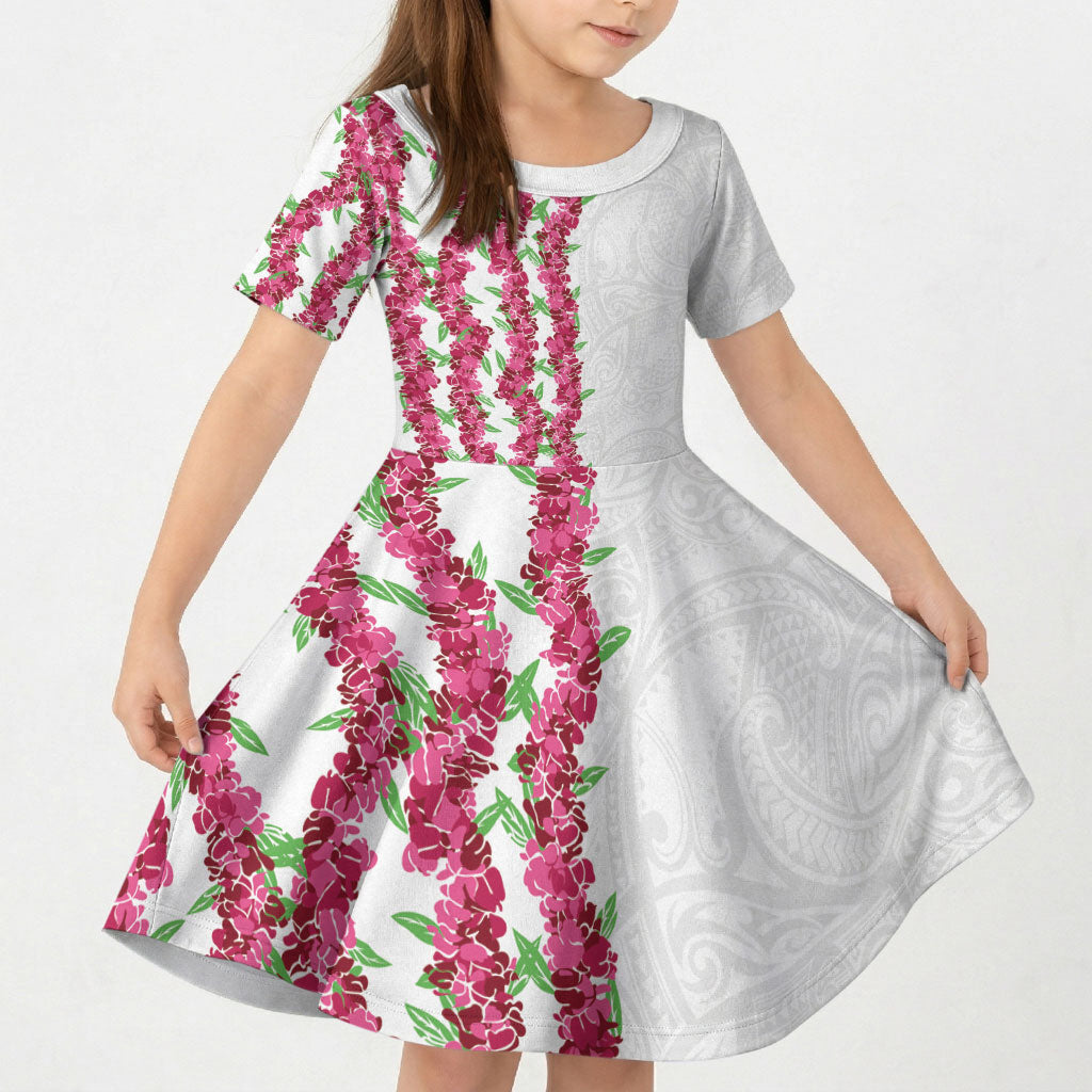 Hawaii Aalii Lei Kid Short Sleeve Dress Aalii Ku Makani LT01 KID White - Polynesian Pride