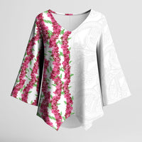 Hawaii Aalii Lei Kimono Sleeve Blouse Aalii Ku Makani LT01 Female White - Polynesian Pride