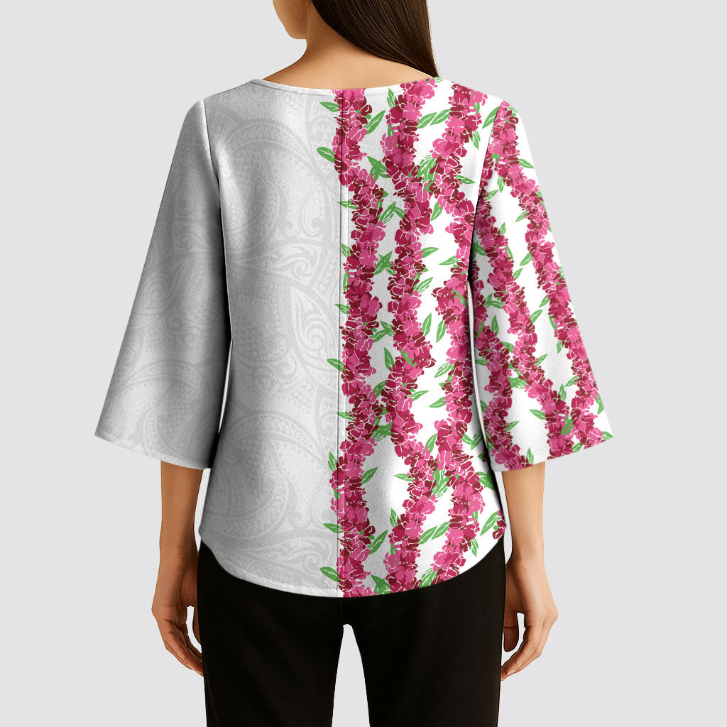 Hawaii Aalii Lei Kimono Sleeve Blouse Aalii Ku Makani LT01 - Polynesian Pride