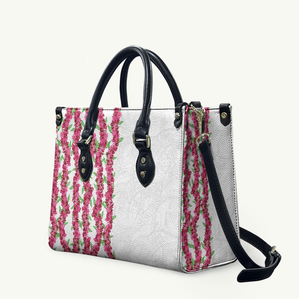 Hawaii Aalii Lei Leather Bag Aalii Ku Makani LT01 White - Polynesian Pride