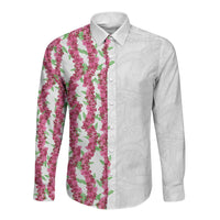 Hawaii Aalii Lei Long Sleeve Button Shirt Aalii Ku Makani LT01 Unisex White - Polynesian Pride