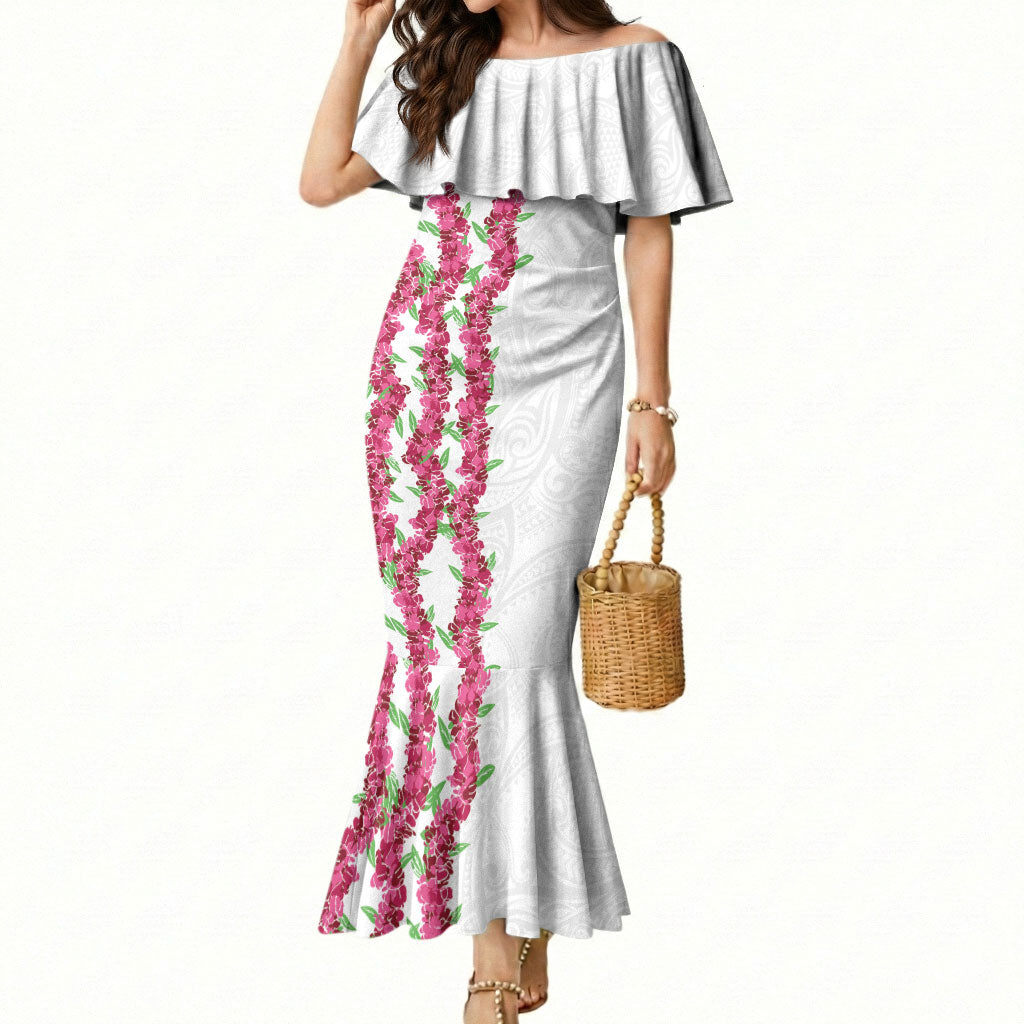 Hawaii Aalii Lei Mermaid Dress Aalii Ku Makani LT01 Women White - Polynesian Pride