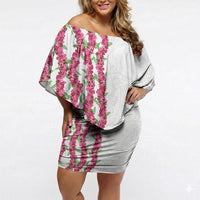 Hawaii Aalii Lei Off Shoulder Short Dress Aalii Ku Makani LT01 Women White - Polynesian Pride