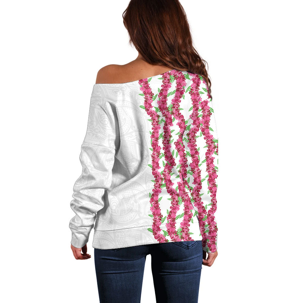 Hawaii Aalii Lei Off Shoulder Sweater Aalii Ku Makani LT01 - Polynesian Pride