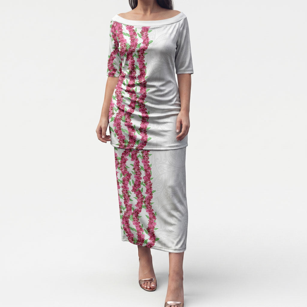 Hawaii Aalii Lei Puletasi Aalii Ku Makani LT01 Long Dress White - Polynesian Pride