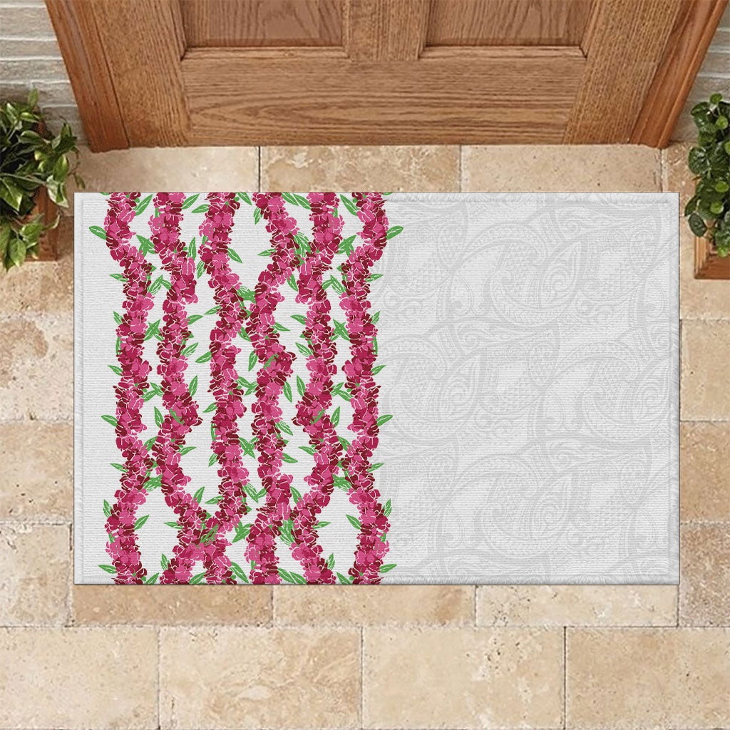 Hawaii Aalii Lei Rubber Doormat Aalii Ku Makani LT01 White - Polynesian Pride