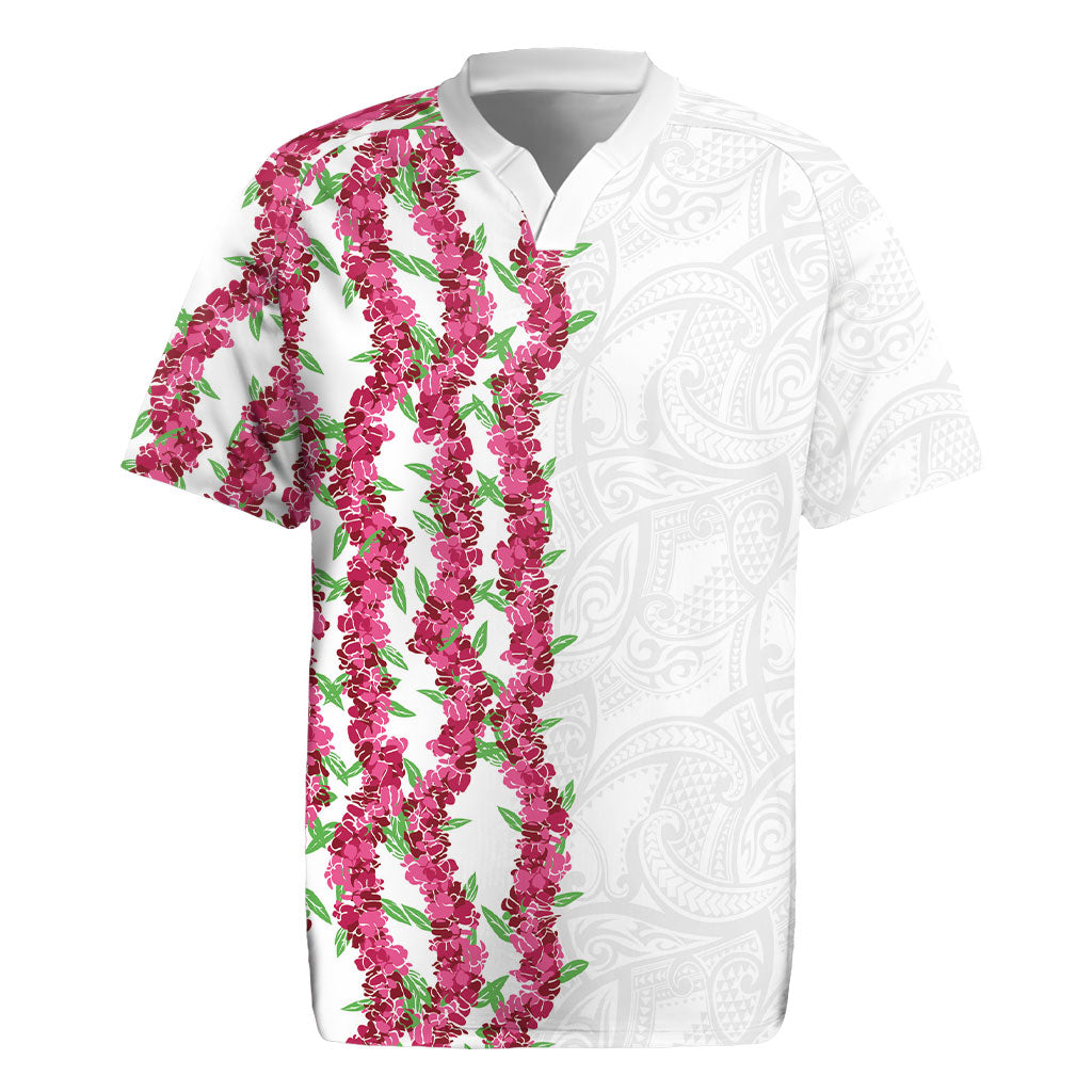 Hawaii Aalii Lei Rugby Jersey Aalii Ku Makani LT01 White - Polynesian Pride