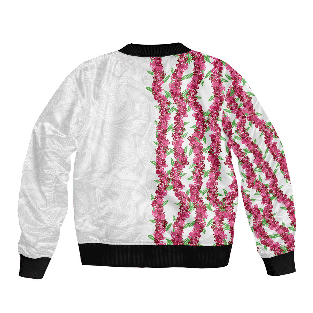 Hawaii Aalii Lei Sleeve Zip Bomber Jacket Aalii Ku Makani LT01 - Polynesian Pride