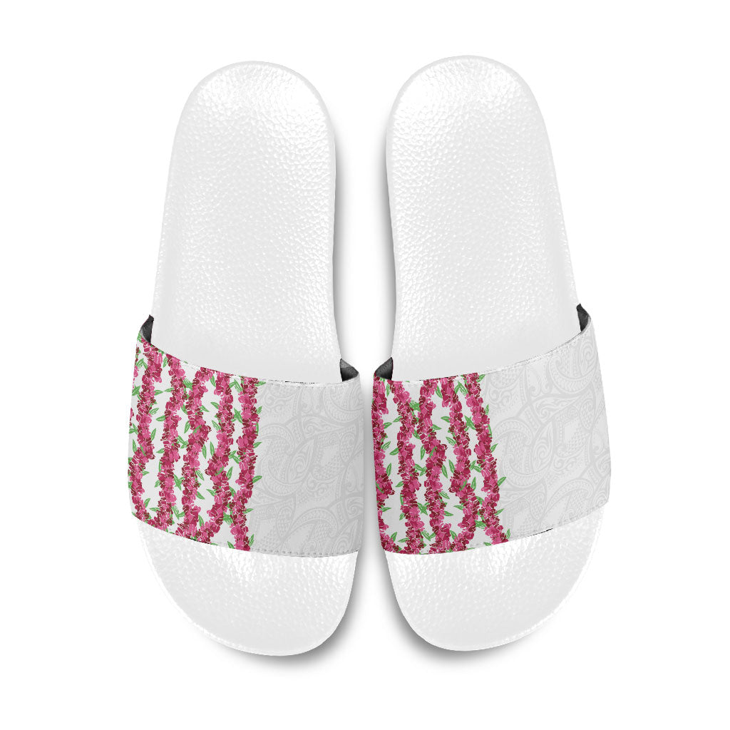 Hawaii Aalii Lei Slide Sandals Aalii Ku Makani LT01 White - Polynesian Pride