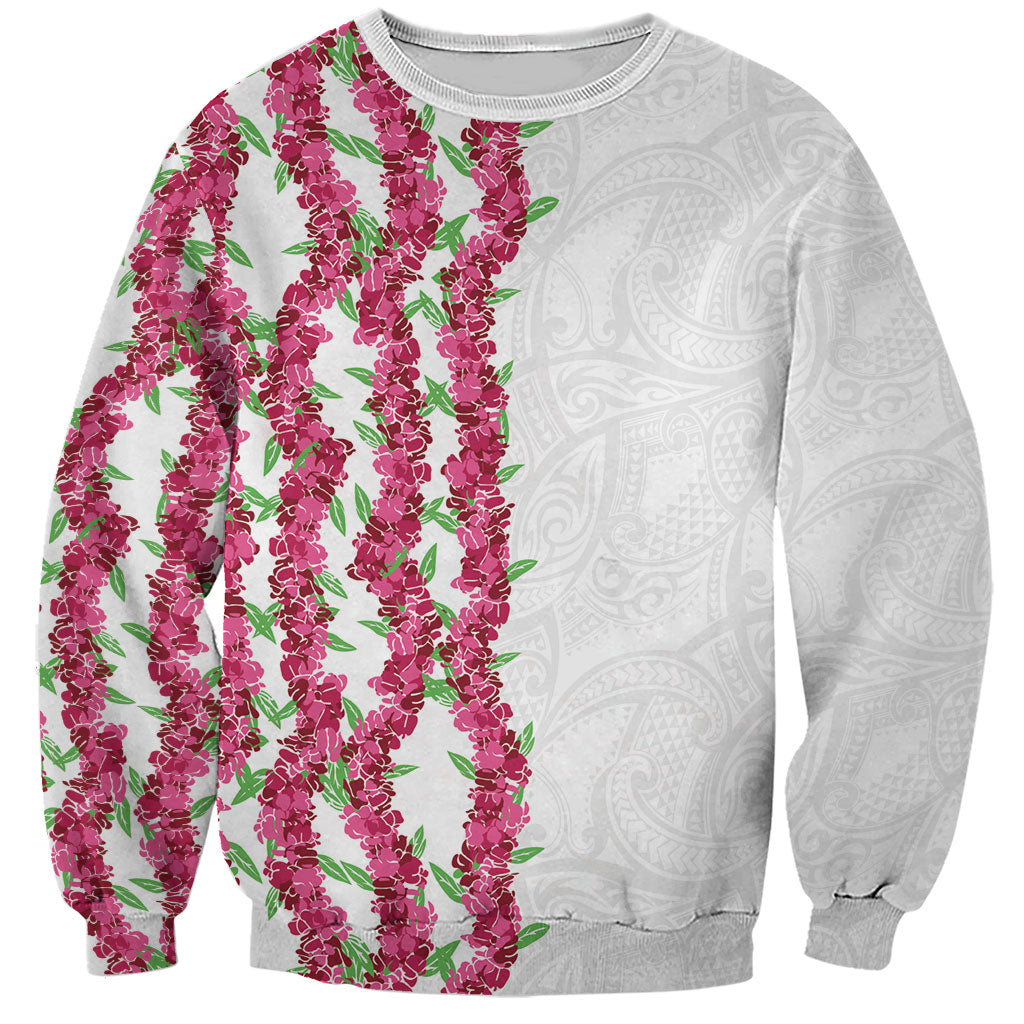 Hawaii Aalii Lei Sweatshirt Aalii Ku Makani LT01 Unisex White - Polynesian Pride