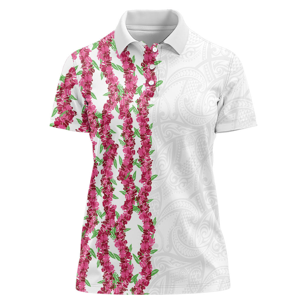 Hawaii Aalii Lei Women Polo Shirt Aalii Ku Makani LT01 Female White - Polynesian Pride
