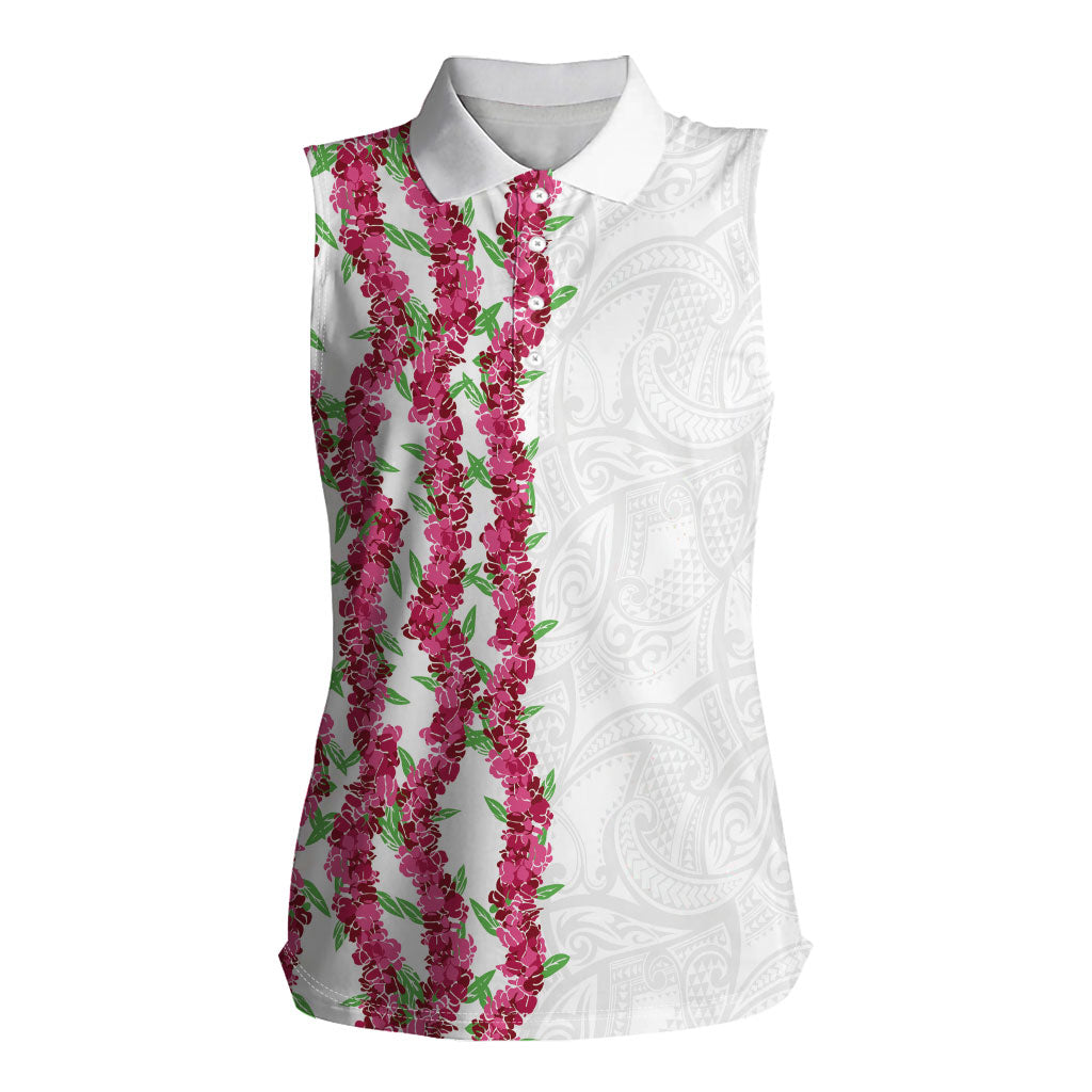 Hawaii Aalii Lei Women Sleeveless Polo Shirt Aalii Ku Makani LT01 Female White - Polynesian Pride