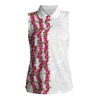 Hawaii Aalii Lei Women Sleeveless Polo Shirt Aalii Ku Makani LT01 Female White - Polynesian Pride