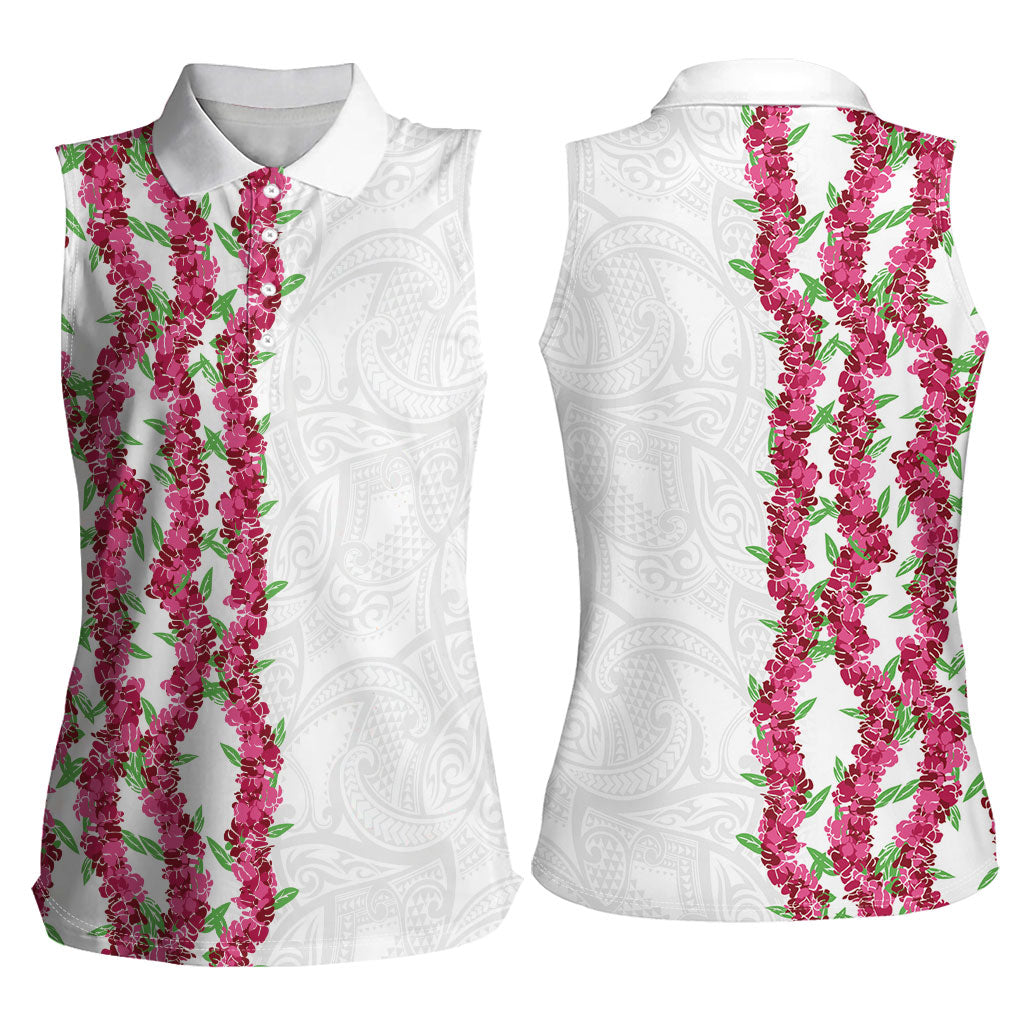 Hawaii Aalii Lei Women Sleeveless Polo Shirt Aalii Ku Makani LT01 - Polynesian Pride
