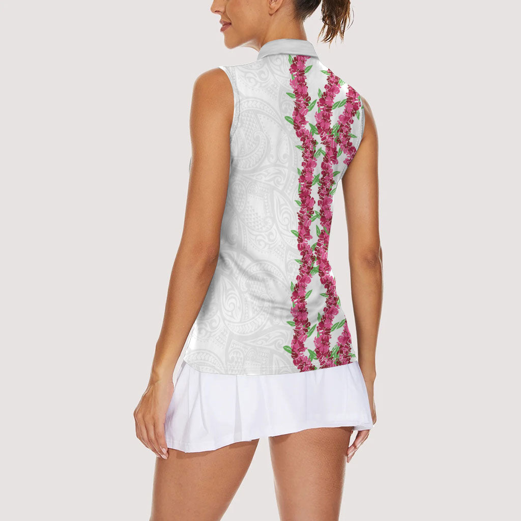 Hawaii Aalii Lei Women Sleeveless Polo Shirt Aalii Ku Makani LT01 - Polynesian Pride