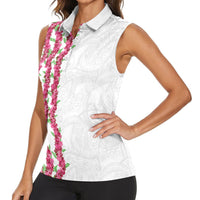 Hawaii Aalii Lei Women Sleeveless Polo Shirt Aalii Ku Makani LT01 - Polynesian Pride