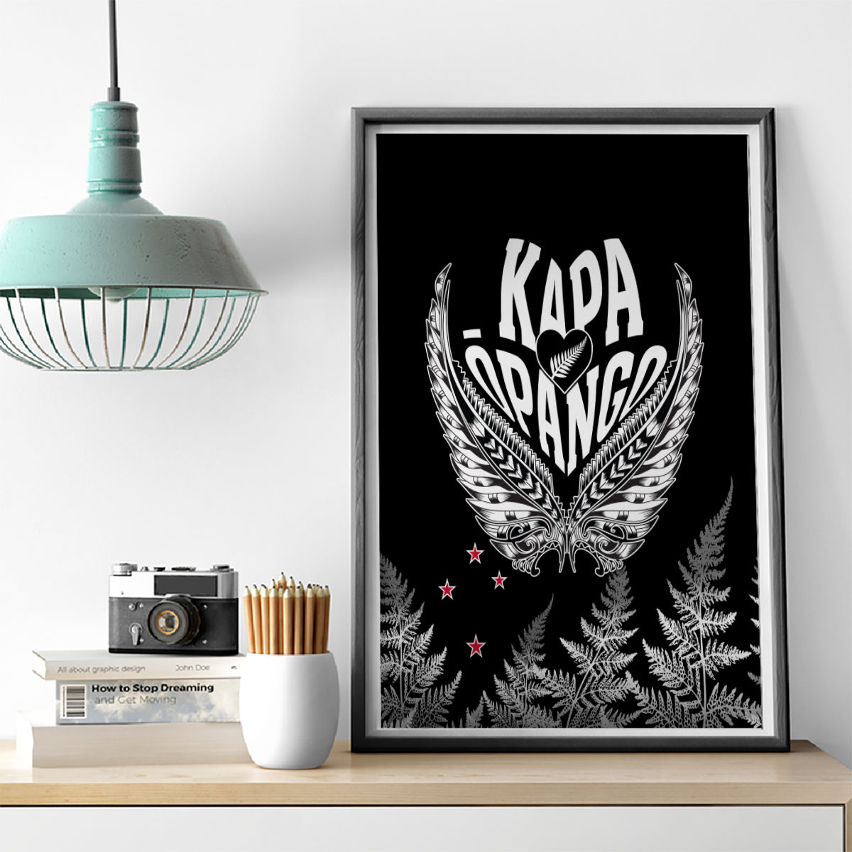 New Zealand Rugby Canvas Wall Art NZ Opango Forever Silver Fern Heart LT01 - Polynesian Pride