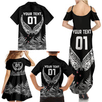 Custom New Zealand Rugby Family Matching Summer Maxi Dress and Hawaiian Shirt NZ Opango Forever Silver Fern Heart LT01 - Polynesian Pride