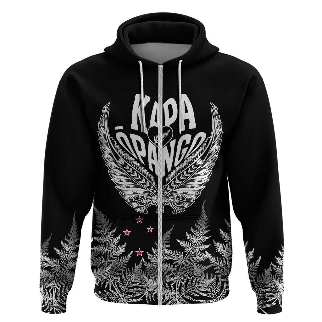 Custom New Zealand Rugby Hoodie NZ Opango Forever Silver Fern Heart LT01 Zip Hoodie Black - Polynesian Pride