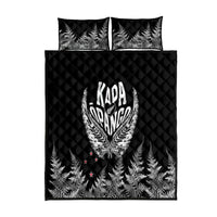 New Zealand Rugby Quilt Bed Set NZ Opango Forever Silver Fern Heart LT01 Black - Polynesian Pride