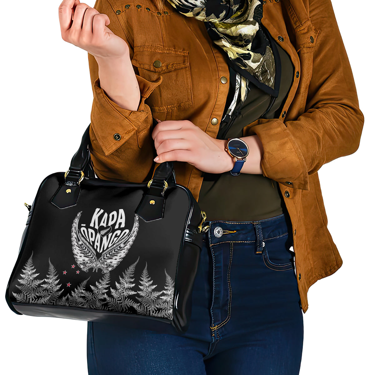 New Zealand Rugby Shoulder Handbag NZ Opango Forever Silver Fern Heart LT01 - Polynesian Pride