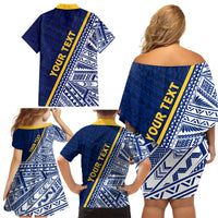 Nauru Independence Day Family Matching Off Shoulder Short Dress and Hawaiian Shirt Repubrikin Naoero Gods Will First LT01 - Polynesian Pride