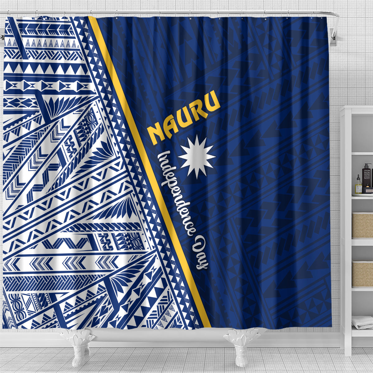 Nauru Independence Day Shower Curtain Repubrikin Naoero Gods Will First LT01 - Polynesian Pride