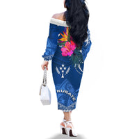 Kosrae Constitution Day Family Matching Off Shoulder Long Sleeve Dress and Hawaiian Shirt Kusaie Special Style LT01 - Polynesian Pride