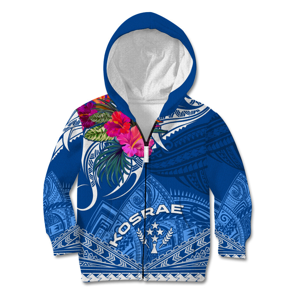 Kosrae Constitution Day Kid Hoodie Kusaie Special Style LT01 Zip Hoodie Blue - Polynesian Pride