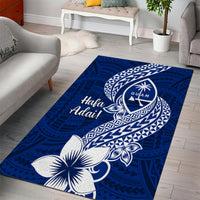 Hafa Adai Guam Area Rug Polynesian Floral Blue Pattern LT01 - Polynesian Pride