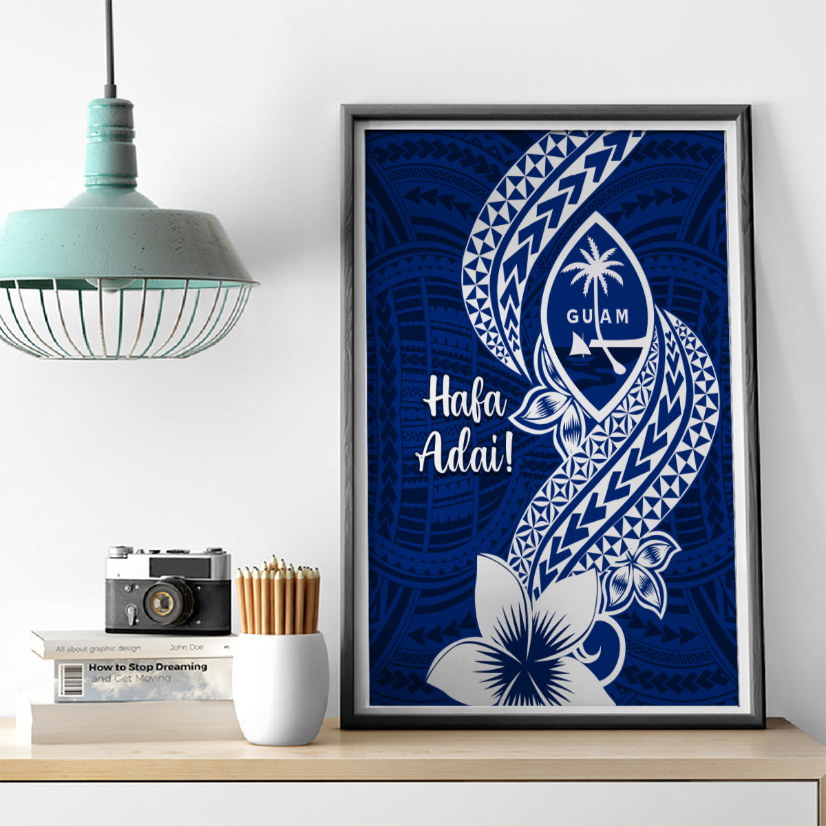 Hafa Adai Guam Canvas Wall Art Polynesian Floral Blue Pattern LT01 - Polynesian Pride