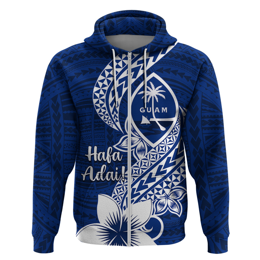 Hafa Adai Guam Hoodie Polynesian Floral Blue Pattern LT01 Zip Hoodie Blue - Polynesian Pride