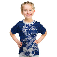 Hafa Adai Guam Kid T Shirt Polynesian Floral Blue Pattern LT01 Blue - Polynesian Pride