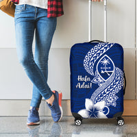 Hafa Adai Guam Luggage Cover Polynesian Floral Blue Pattern LT01 - Polynesian Pride