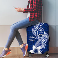 Hafa Adai Guam Luggage Cover Polynesian Floral Blue Pattern LT01 - Polynesian Pride