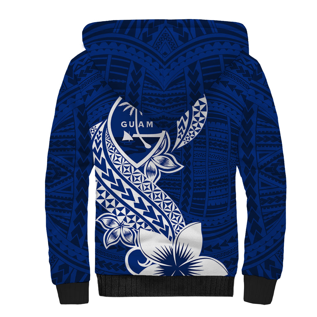 Hafa Adai Guam Sherpa Hoodie Polynesian Floral Blue Pattern LT01 - Polynesian Pride