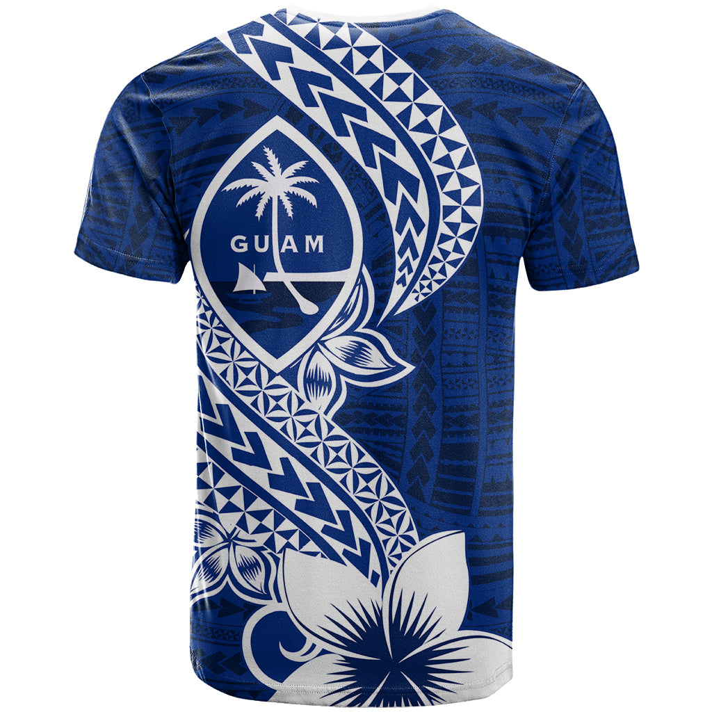 Hafa Adai Guam T Shirt Polynesian Floral Blue Pattern LT01 - Polynesian Pride