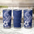 Hafa Adai Guam Tumbler Cup Polynesian Floral Blue Pattern