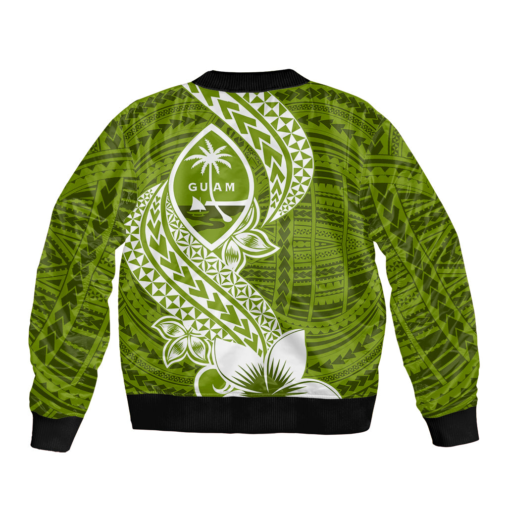 Hafa Adai Guam Bomber Jacket Polynesian Olive Green Blue Pattern LT01 - Polynesian Pride