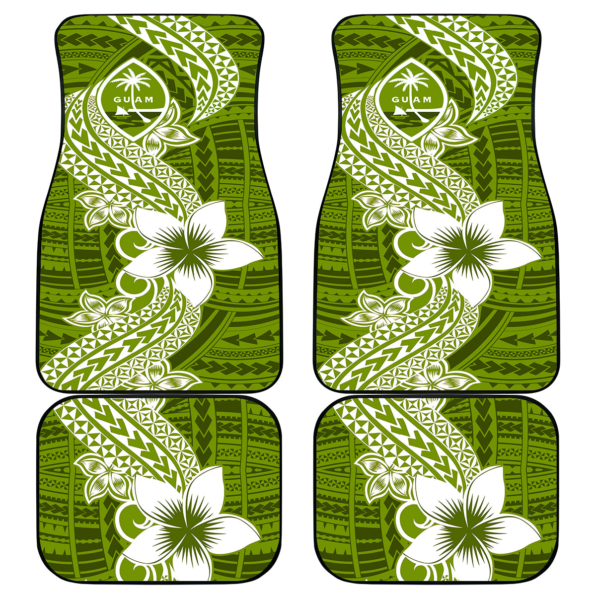 Hafa Adai Guam Car Mats Polynesian Olive Green Blue Pattern LT01 Green - Polynesian Pride