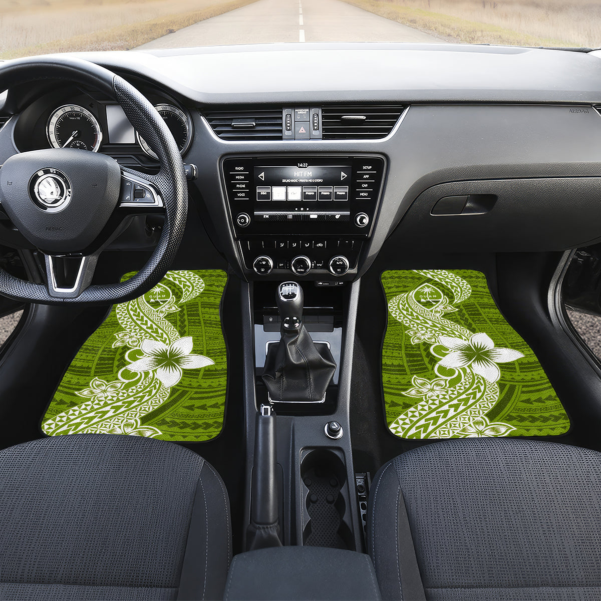 Hafa Adai Guam Car Mats Polynesian Olive Green Blue Pattern LT01 - Polynesian Pride